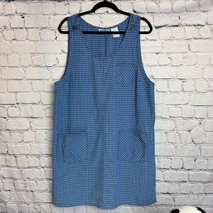 Vintage 90s Erika & Co Blue Plaid Checked Sleeveless Pinafore Dress Size Large